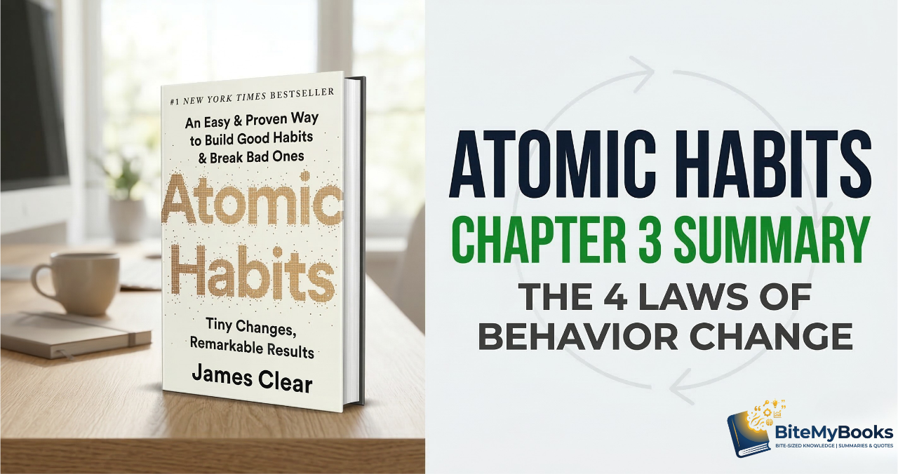 Atomic Habits Chapter 3 Summary: The 4 Laws of Behavior Change featured image for BiteMyBooks.com